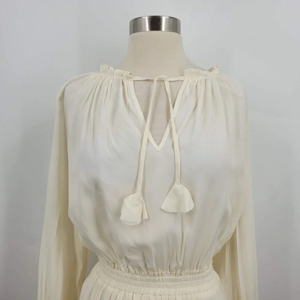 VICI Collection Smocked Long Sleeve Dress In Sweet Corn‎ Size XS NWT
